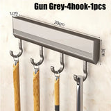 Wall Mounted Aluminum Kitchen Utensil Rack with Adjustable Hooks