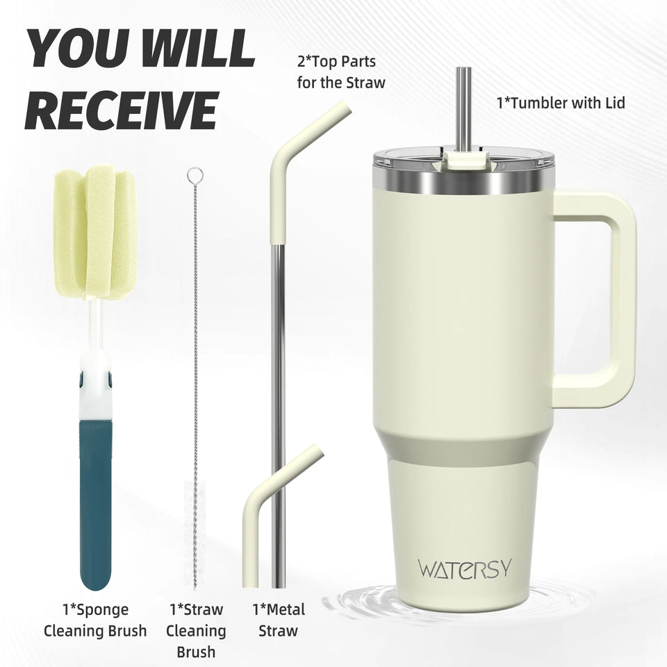 20oz–40oz Insulated Stainless Steel Tumbler with Handle & Straw