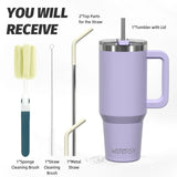 20oz–40oz Insulated Stainless Steel Tumbler with Handle & Straw