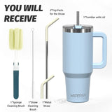 20oz–40oz Insulated Stainless Steel Tumbler with Handle & Straw