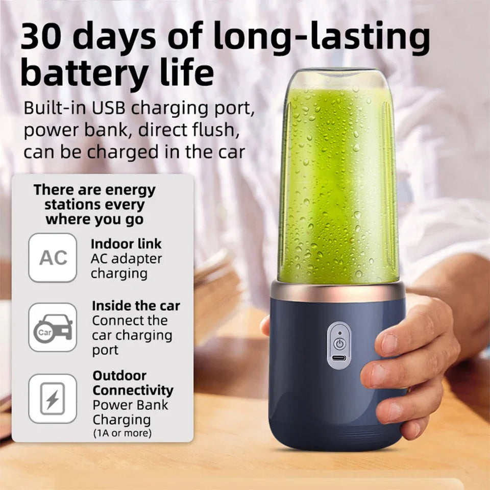 Portable USB Rechargeable Personal Blender with 2 Cups & 6 Blades