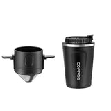 Black coffee cup with car holder on a white background