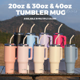 Insulated stainless steel tumbler with handle and reusable straw