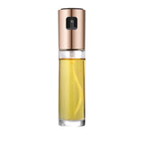 Clear bottle with gold cap on a white background