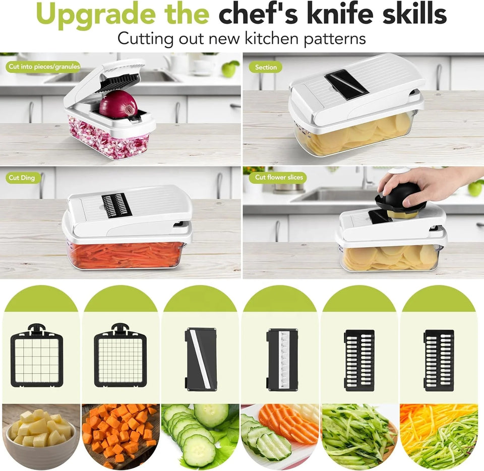 15-in-1 Multifunction Vegetable Chopper with Container & 6 Blades