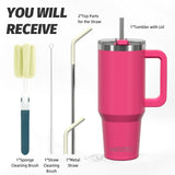 Reusable insulated tumbler with ergonomic handle for everyday hydration